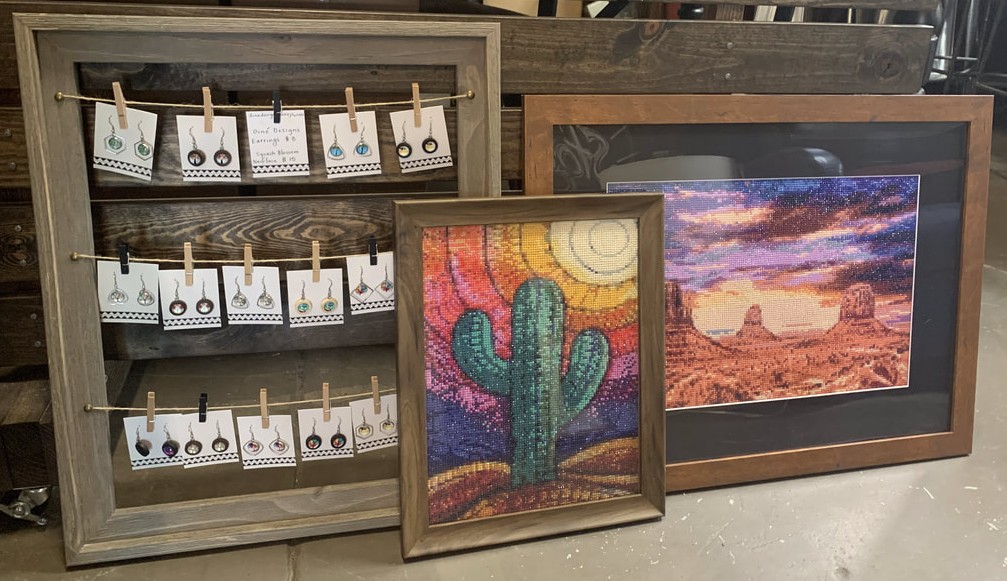 Earrings and paintings